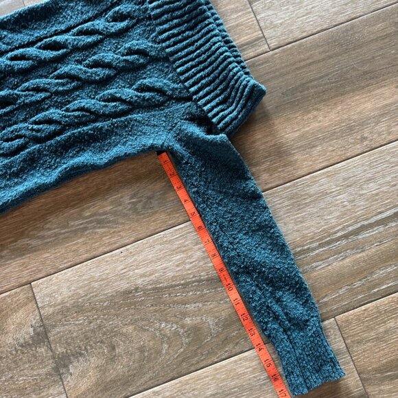 Free People Cable Foldover off the Shoulder sweater in teal size small - Picture 5 of 10